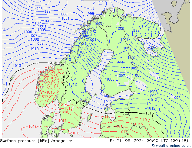 Bodendruck Arpege-eu Fr 21.06.2024 00 UTC