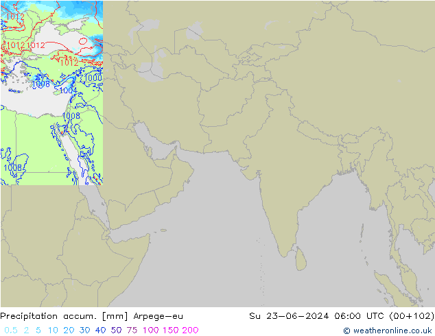 Precipitation accum. Arpege-eu Dom 23.06.2024 06 UTC