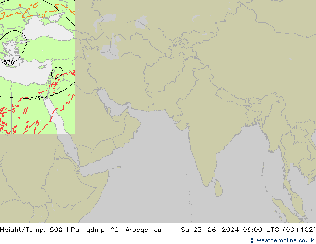 Height/Temp. 500 hPa Arpege-eu Dom 23.06.2024 06 UTC