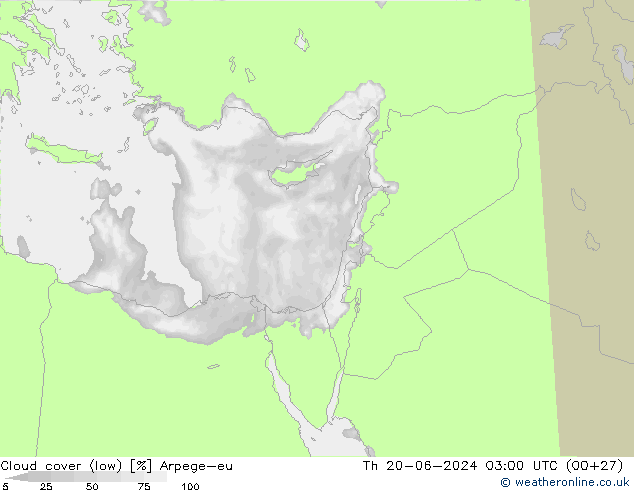 nízká oblaka Arpege-eu Čt 20.06.2024 03 UTC