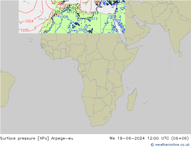 Surface pressure Arpege-eu We 19.06.2024 12 UTC