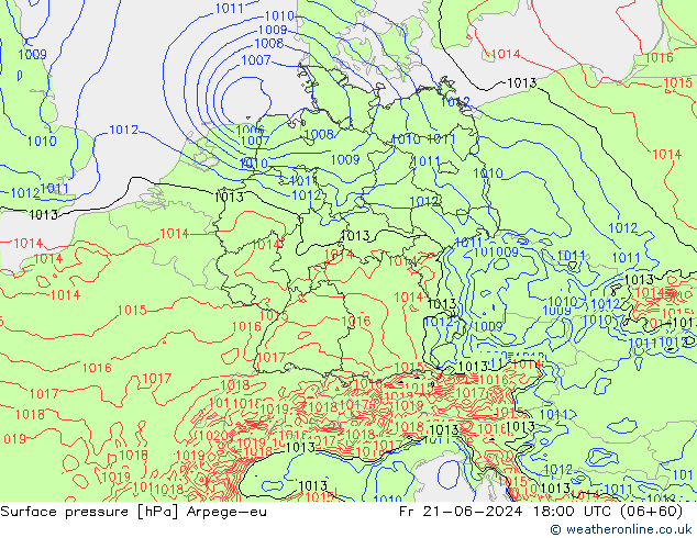 Surface pressure Arpege-eu Fr 21.06.2024 18 UTC