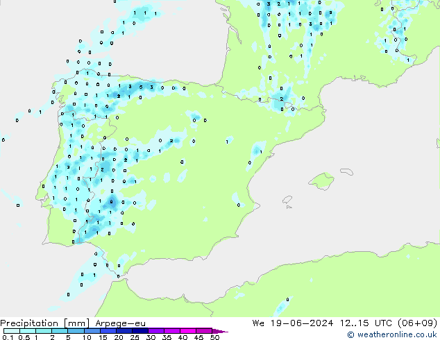 Precipitation Arpege-eu We 19.06.2024 15 UTC