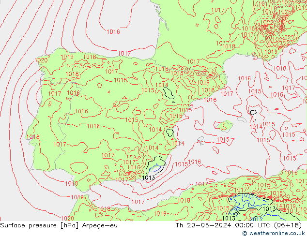 pressão do solo Arpege-eu Qui 20.06.2024 00 UTC