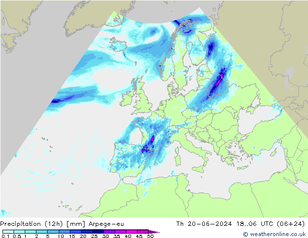 Nied. akkumuliert (12Std) Arpege-eu Do 20.06.2024 06 UTC