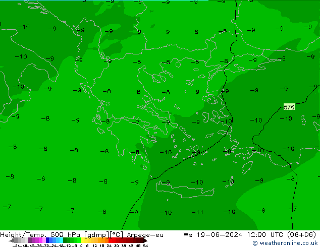 Yükseklik/Sıc. 500 hPa Arpege-eu Çar 19.06.2024 12 UTC