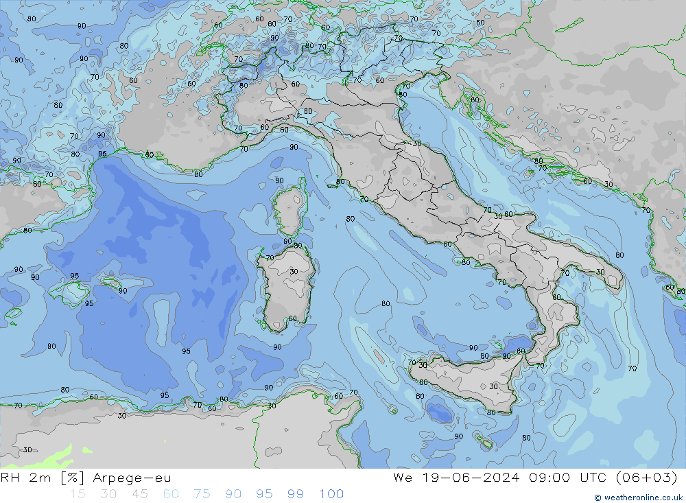 2m Nispi Nem Arpege-eu Çar 19.06.2024 09 UTC