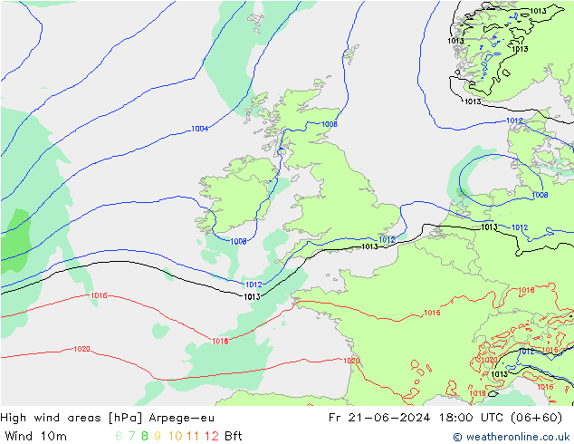 High wind areas Arpege-eu Fr 21.06.2024 18 UTC