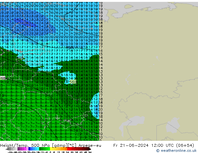 Height/Temp. 500 hPa Arpege-eu Fr 21.06.2024 12 UTC