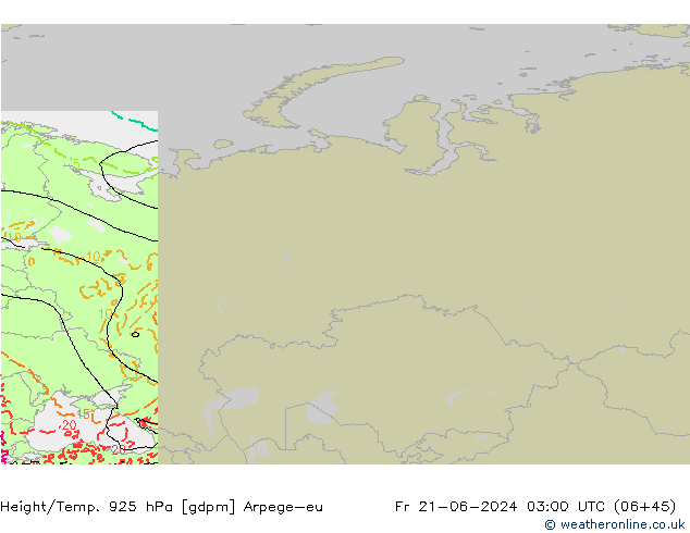 Height/Temp. 925 hPa Arpege-eu Pá 21.06.2024 03 UTC