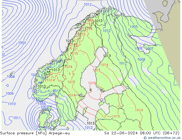 Atmosférický tlak Arpege-eu So 22.06.2024 06 UTC