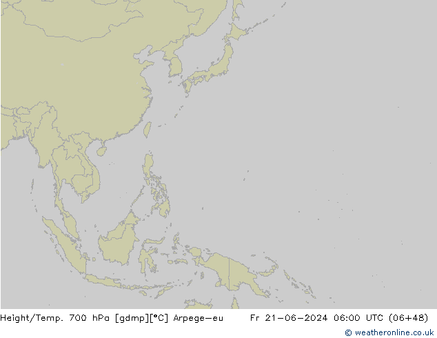 Height/Temp. 700 гПа Arpege-eu пт 21.06.2024 06 UTC