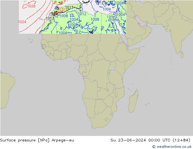 Surface pressure Arpege-eu Su 23.06.2024 00 UTC