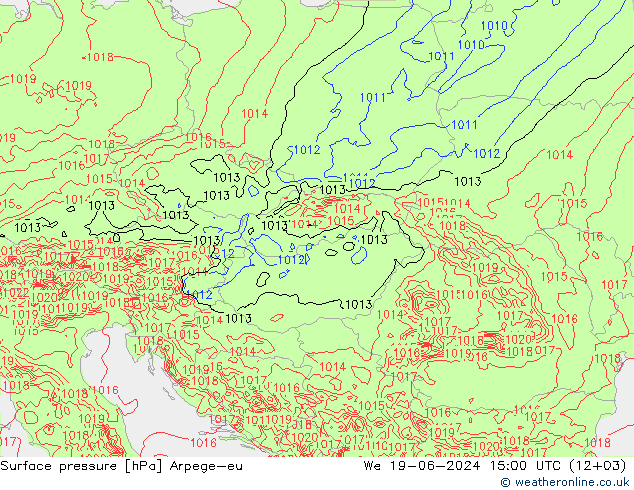 Yer basıncı Arpege-eu Çar 19.06.2024 15 UTC