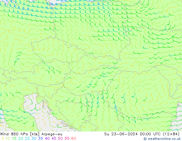 Rüzgar 850 hPa Arpege-eu Paz 23.06.2024 00 UTC