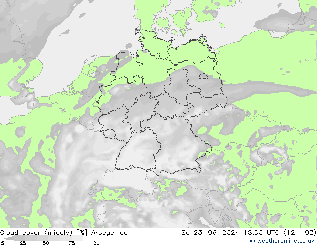 Wolken (mittel) Arpege-eu So 23.06.2024 18 UTC