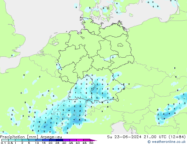 Yağış Arpege-eu Paz 23.06.2024 00 UTC