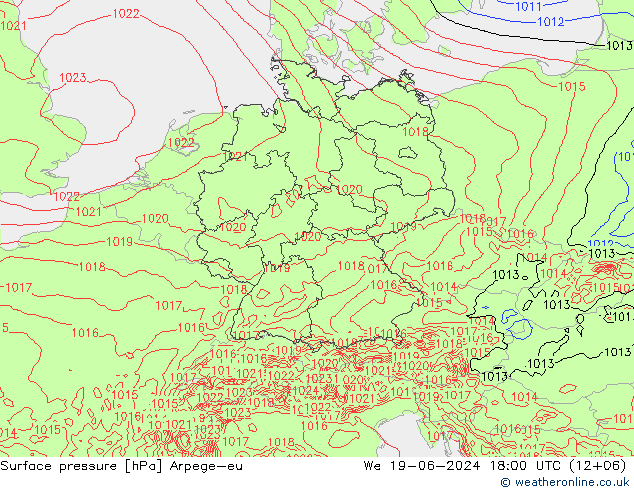 pression de l'air Arpege-eu mer 19.06.2024 18 UTC