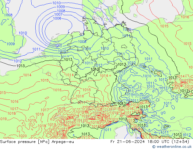 приземное давление Arpege-eu пт 21.06.2024 18 UTC