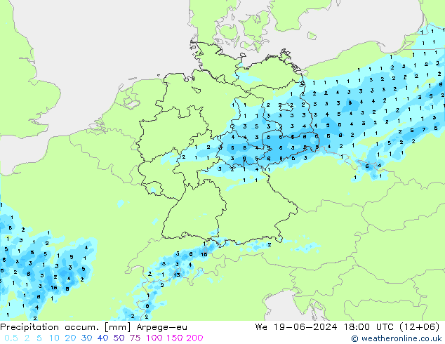 Precipitation accum. Arpege-eu We 19.06.2024 18 UTC