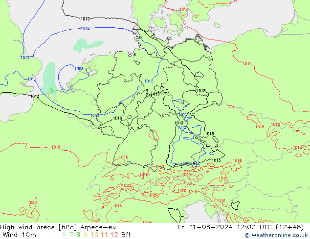 yüksek rüzgarlı alanlar Arpege-eu Cu 21.06.2024 12 UTC