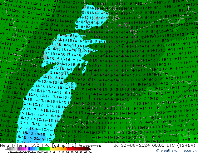 Height/Temp. 500 hPa Arpege-eu Su 23.06.2024 00 UTC