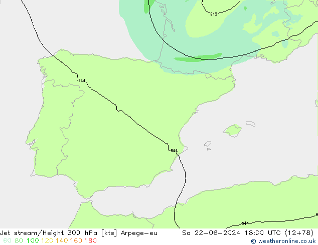 Jet stream/Height 300 hPa Arpege-eu Sa 22.06.2024 18 UTC