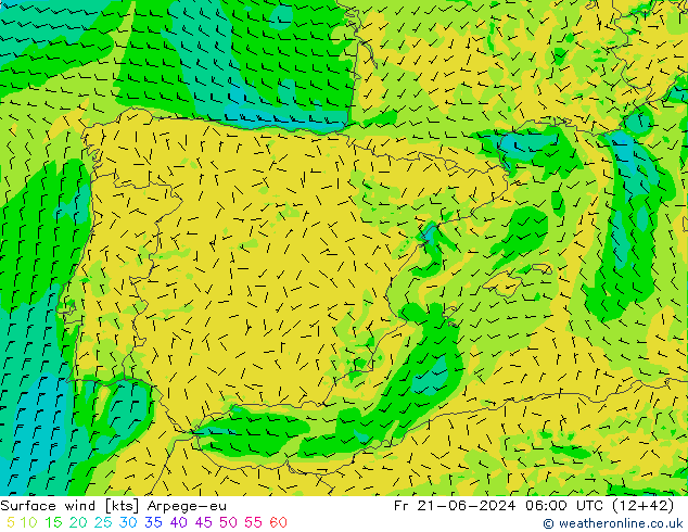 Viento 10 m Arpege-eu vie 21.06.2024 06 UTC