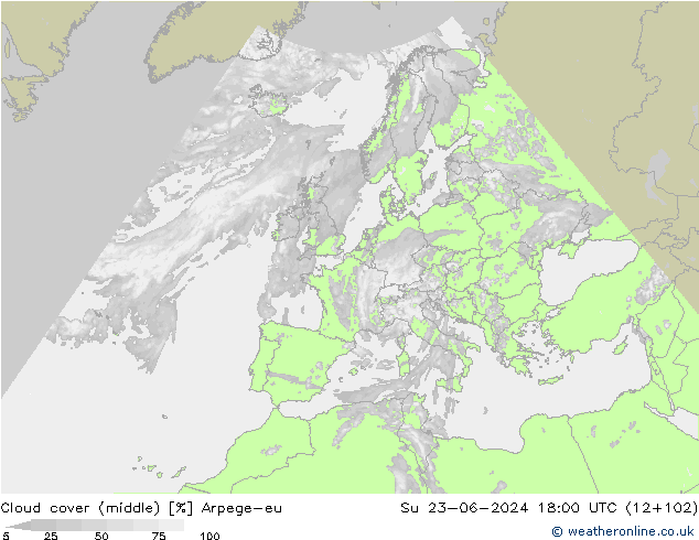 Nuages (moyen) Arpege-eu dim 23.06.2024 18 UTC