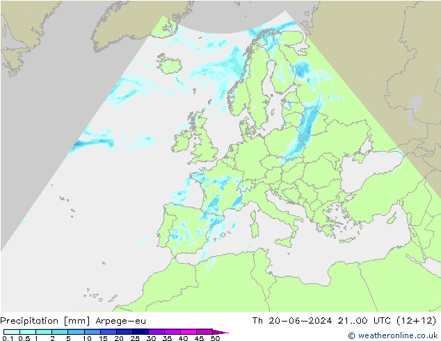 Neerslag Arpege-eu do 20.06.2024 00 UTC
