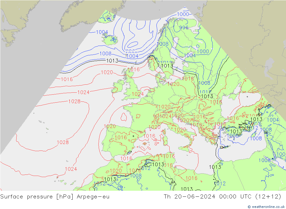 ciśnienie Arpege-eu czw. 20.06.2024 00 UTC