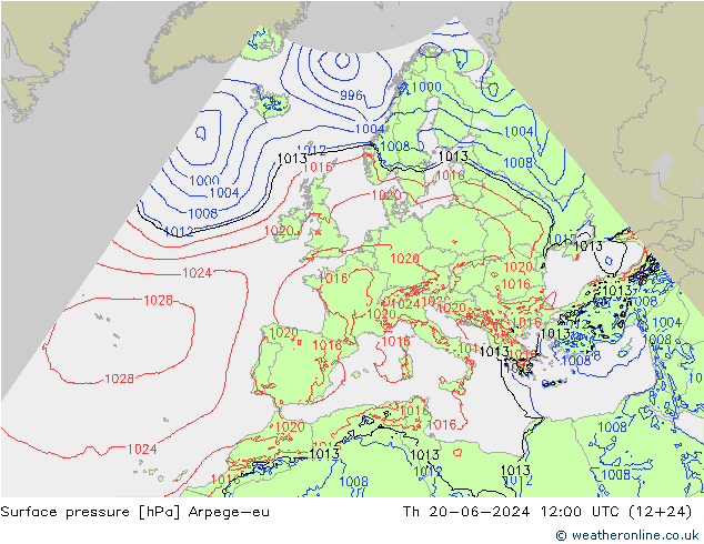 Bodendruck Arpege-eu Do 20.06.2024 12 UTC