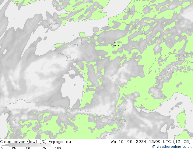 облака (низкий) Arpege-eu ср 19.06.2024 18 UTC
