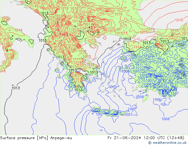 Luchtdruk (Grond) Arpege-eu vr 21.06.2024 12 UTC