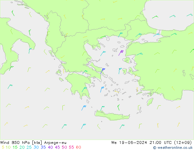 Wind 850 hPa Arpege-eu We 19.06.2024 21 UTC