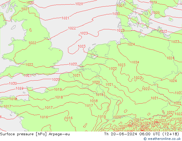 Luchtdruk (Grond) Arpege-eu do 20.06.2024 06 UTC