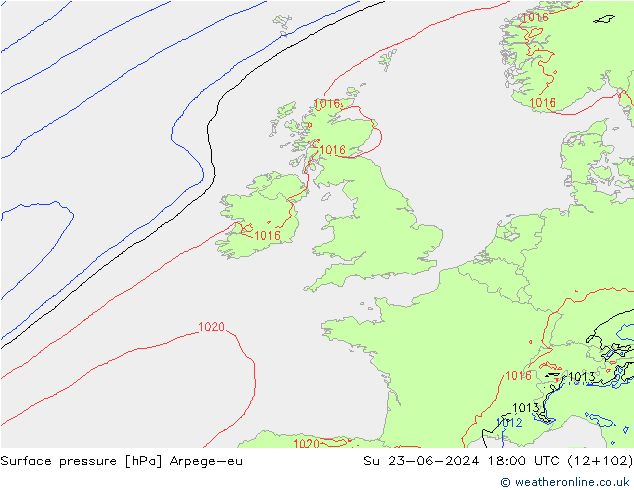 Luchtdruk (Grond) Arpege-eu zo 23.06.2024 18 UTC