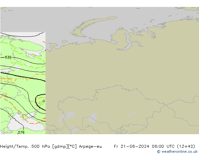 Height/Temp. 500 hPa Arpege-eu ven 21.06.2024 06 UTC