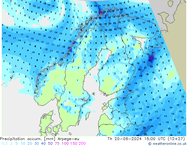 Precipitation accum. Arpege-eu Th 20.06.2024 15 UTC