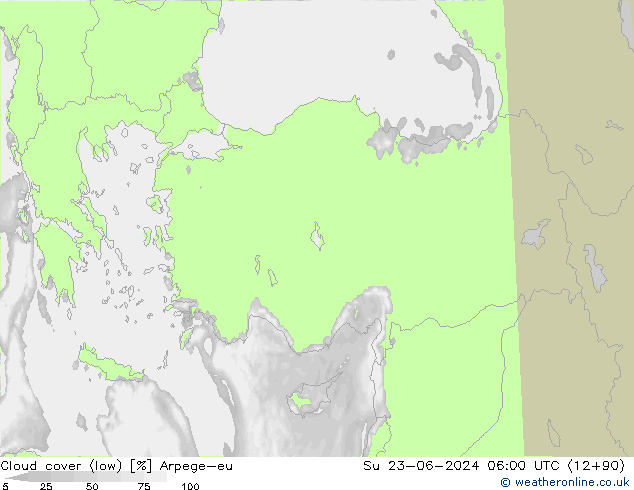 облака (низкий) Arpege-eu Вс 23.06.2024 06 UTC