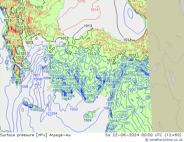 Yer basıncı Arpege-eu Cts 22.06.2024 00 UTC
