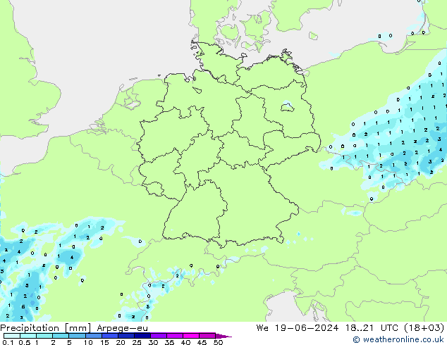 Precipitation Arpege-eu We 19.06.2024 21 UTC