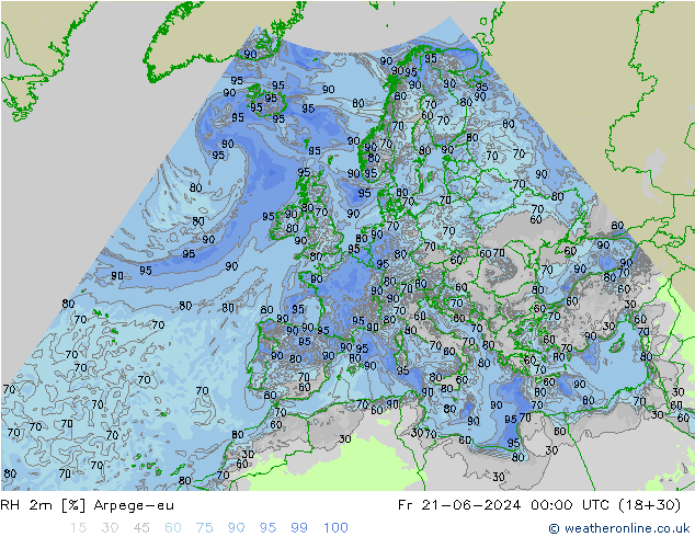 RH 2m Arpege-eu Fr 21.06.2024 00 UTC