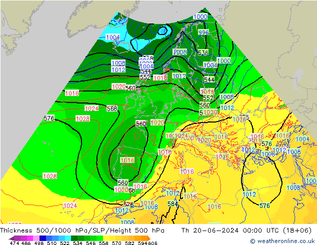 Schichtdicke 500-1000 hPa Arpege-eu Do 20.06.2024 00 UTC