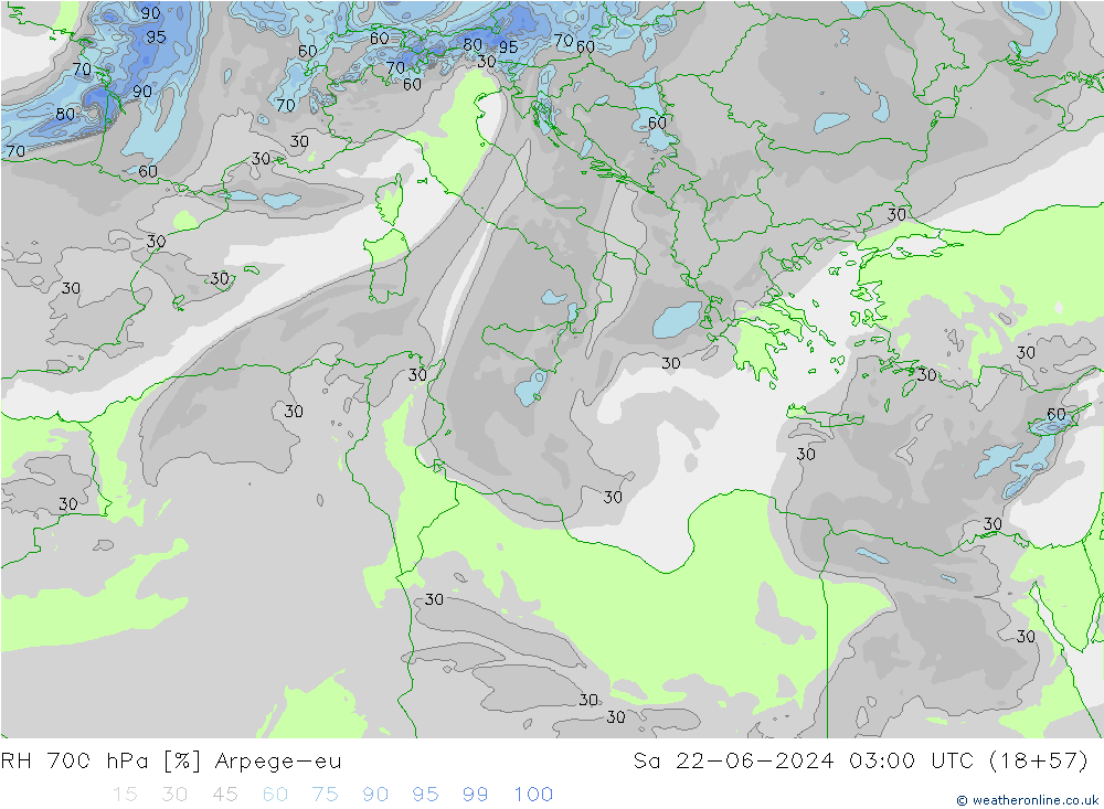 RV 700 hPa Arpege-eu za 22.06.2024 03 UTC