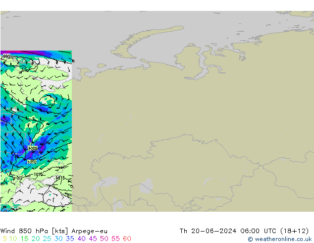 Rüzgar 850 hPa Arpege-eu Per 20.06.2024 06 UTC