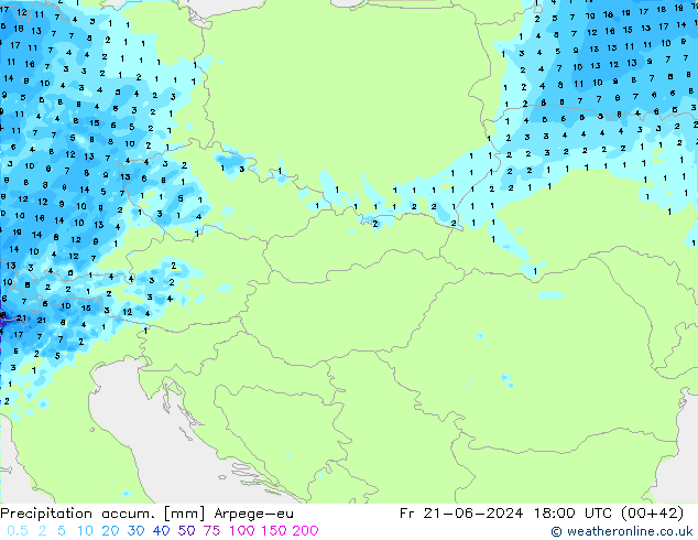 Precipitation accum. Arpege-eu пт 21.06.2024 18 UTC