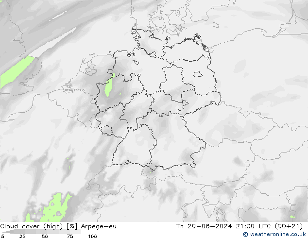 Bewolking (Hoog) Arpege-eu do 20.06.2024 21 UTC