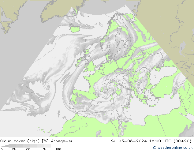 Bulutlar (yüksek) Arpege-eu Paz 23.06.2024 18 UTC