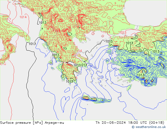 Surface pressure Arpege-eu Th 20.06.2024 18 UTC